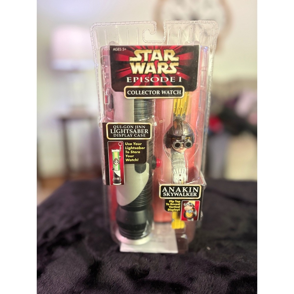 Star Wars Episode I Collector Watch Anakin Skywalker Qui-Gon Lightsaber Case 99